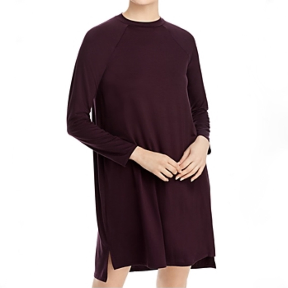 New Eileen Fisher Viscose Jersey Long Sleeve Shift Dress Size Small in Casis